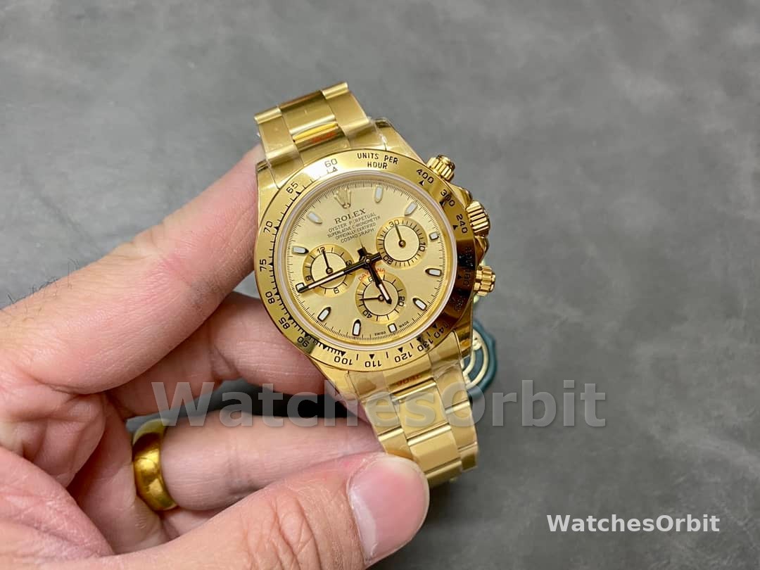 Rolex Daytona 116508 Yellow Gold Champagne Index Dial 40MM Mens Replica Watch
