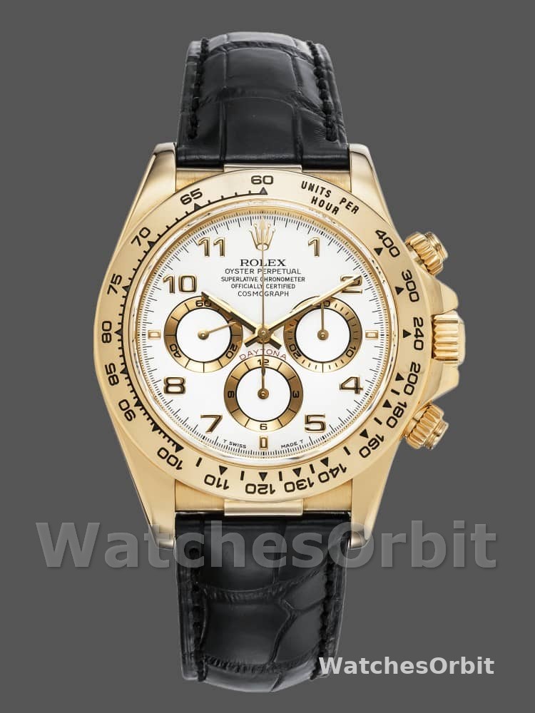 Rolex Daytona 116518 Black Leather Strap White Dial 40mm Mens Replica Watch