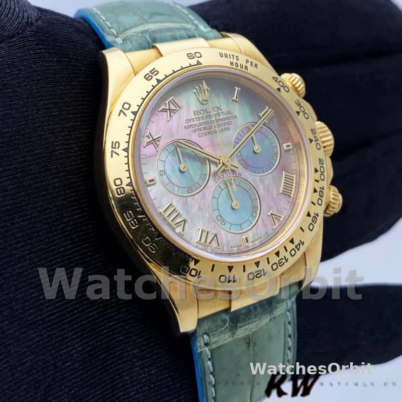 Rolex Daytona 116518 Blue leather strap MOP Dial 40mm Mens Replica Watch