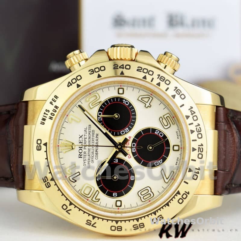 Rolex Daytona 116518 Ivory Dial Brown Leather Strap 40mm Mens Replica Watch