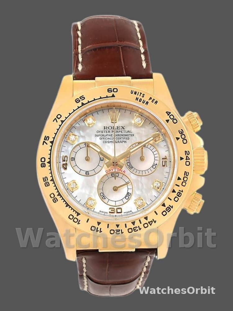 Rolex Daytona 116518 MOP Diamond Dial Brown Leather strap 40mm Mens Replica Watch