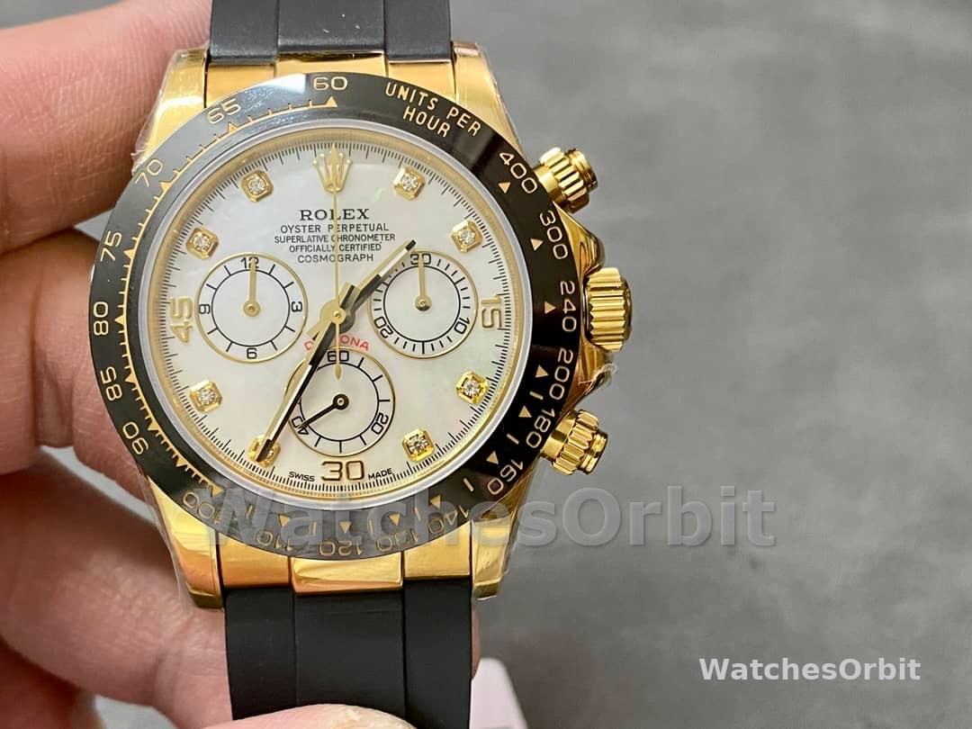 Rolex Daytona 116518LN Rubber Strap MOP Diamond Dial 40mm Mens Replica Watch