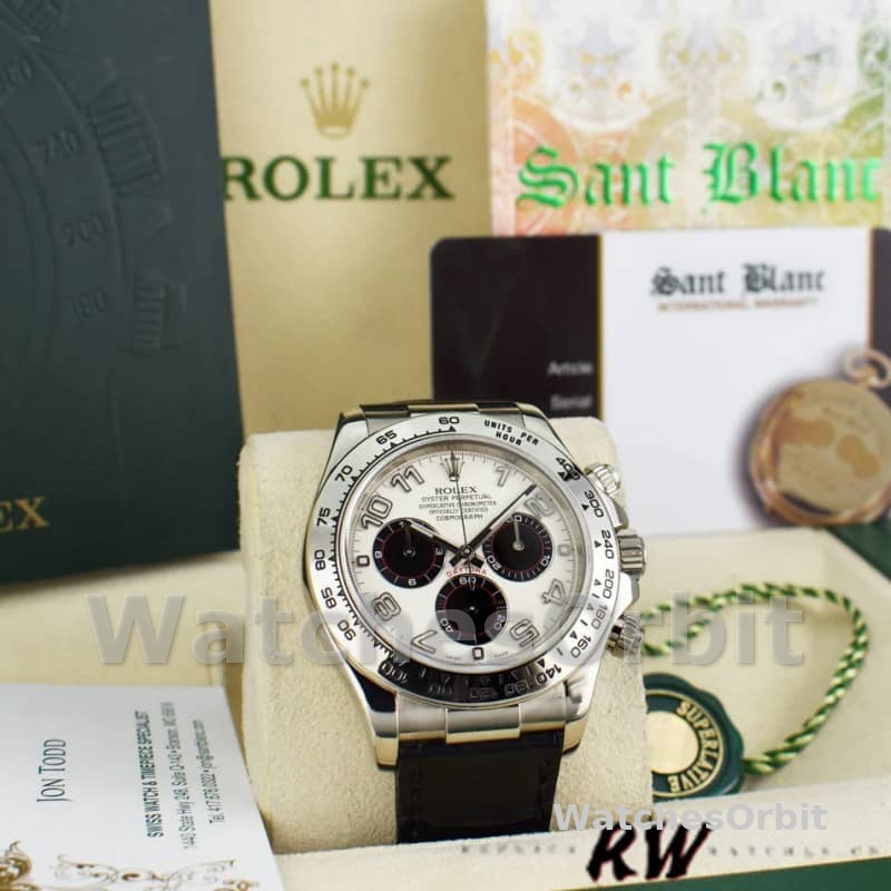 Rolex Daytona 116519 Panda Dial Black Leather Strap 40mm Mens Replica Watch