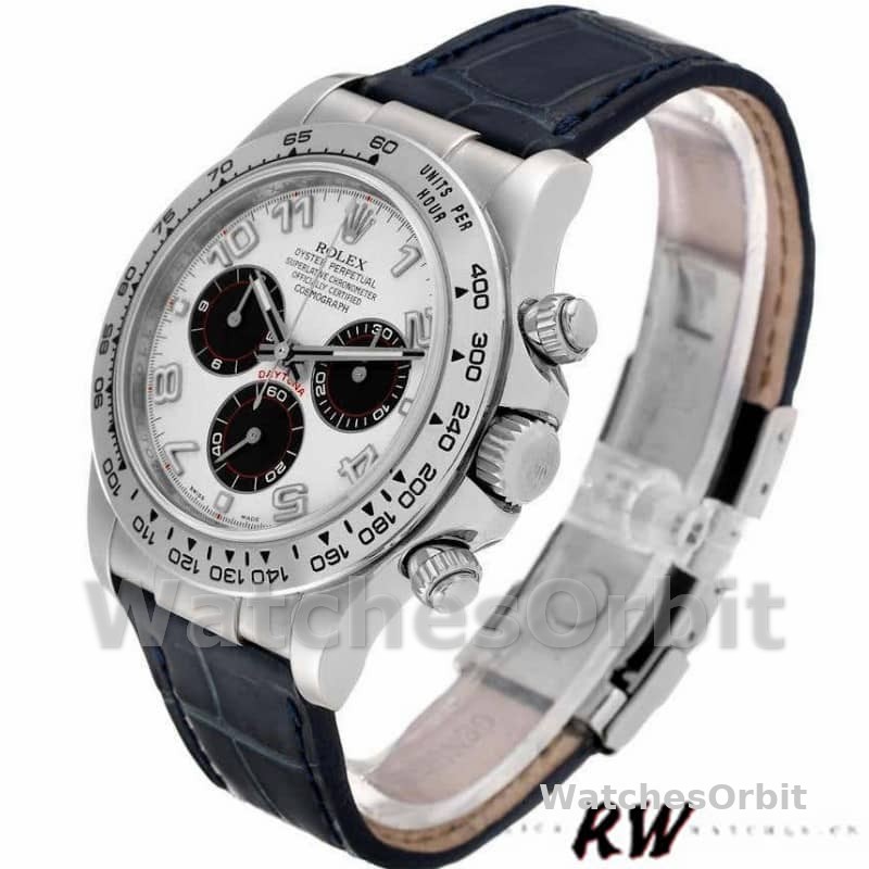 Rolex Daytona 116519 Panda Dial Blue Leather Strap 40mm Mens Replica Watch