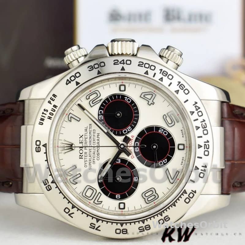 Rolex Daytona 116519 Panda Dial Chocolate Leather Strap 40mm Mens Replica Watch