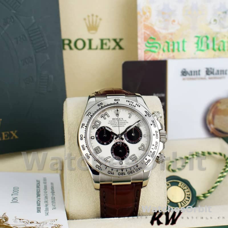 Rolex Daytona 116519 Panda Dial Chocolate Leather Strap 40mm Mens Replica Watch