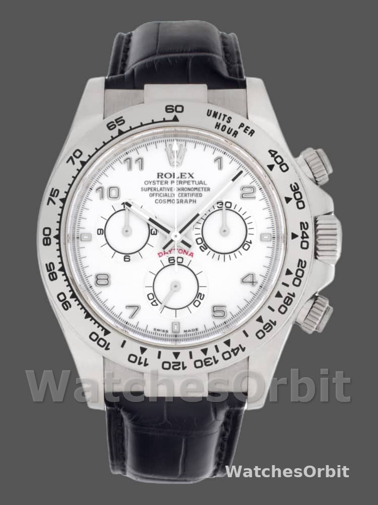 Rolex Daytona 116519 White Dial Black Leather strap 40mm Mens Replica Watch