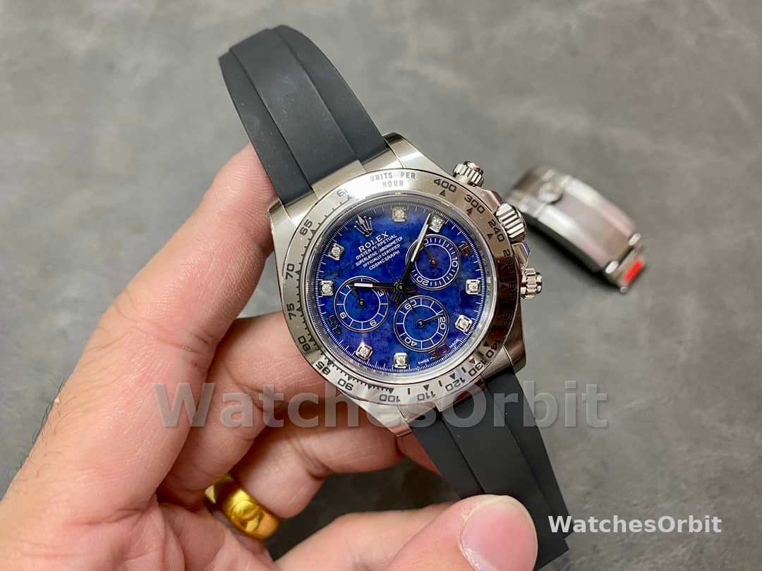 Rolex Daytona 116519 White Gold Blue Garnet Disc Diamond Marking Men's Watch