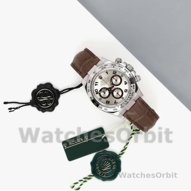 Rolex Daytona 116519 White Gold Racing Dial Brown Leather strap 40mm Mens Replica Watch