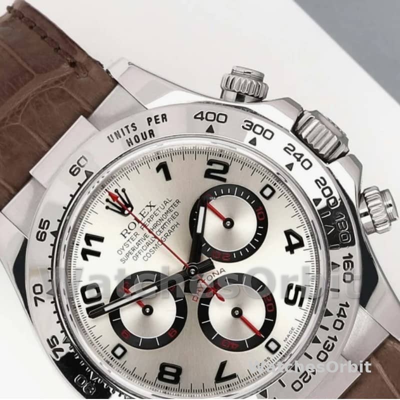 Rolex Daytona 116519 White Gold Racing Dial Brown Leather strap 40mm Mens Replica Watch
