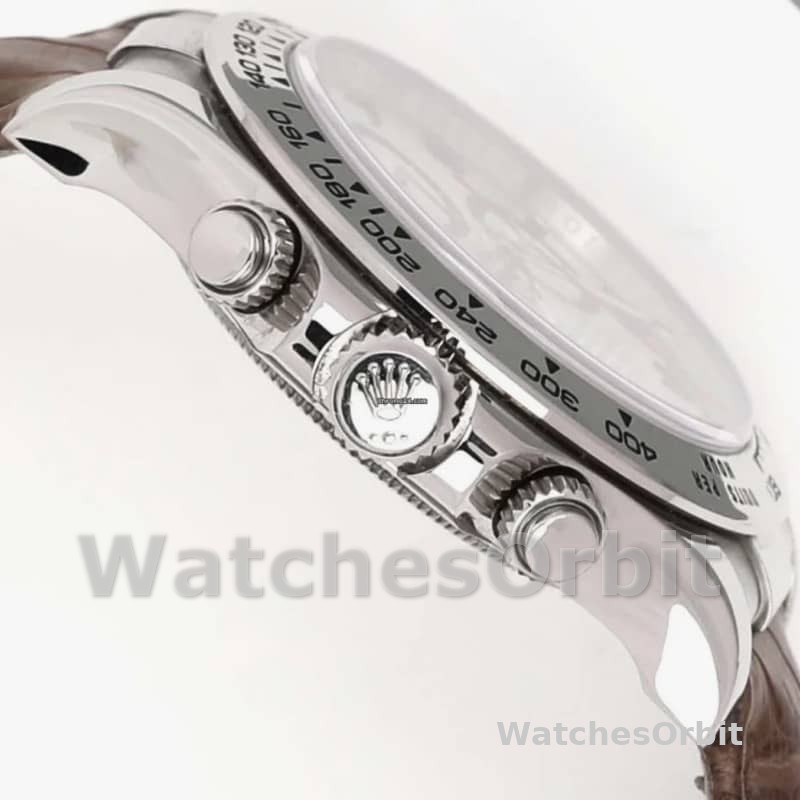 Rolex Daytona 116519 White Gold Racing Dial Brown Leather strap 40mm Mens Replica Watch