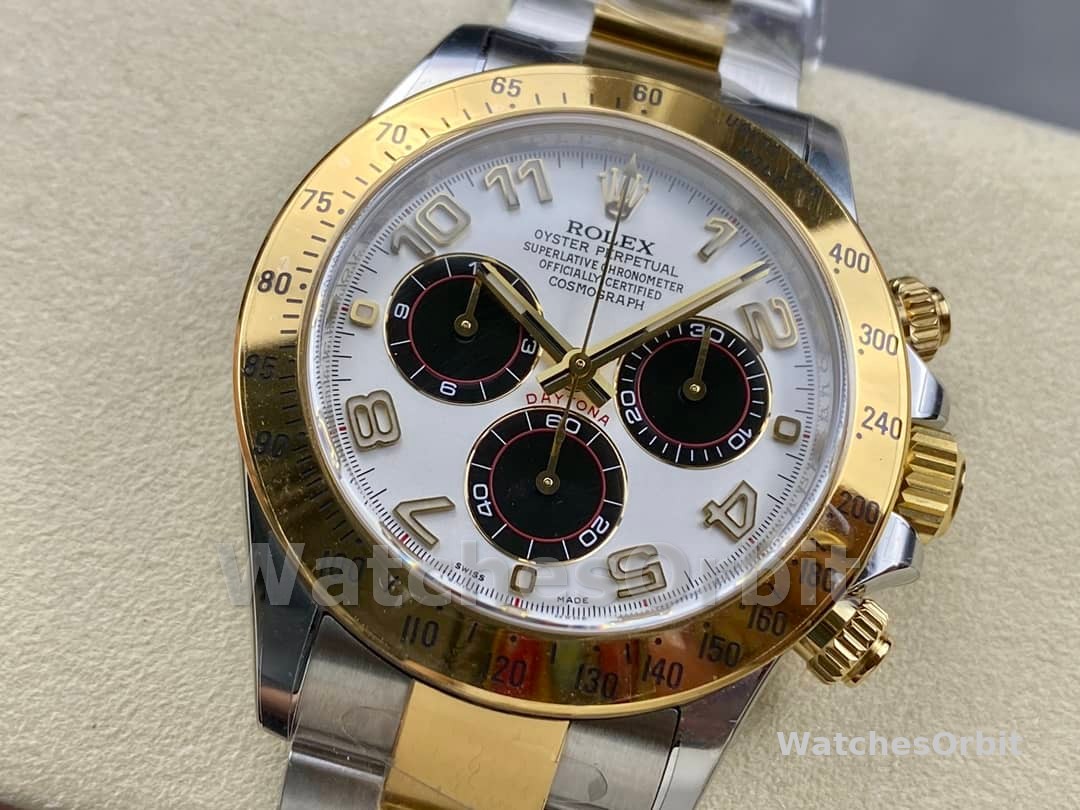 Rolex Daytona 116523 White Arabic Panda Dial 40mm Mens Replica Watch