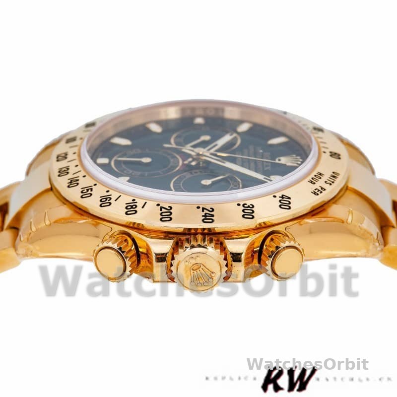 Rolex Daytona 116528 Black Dial Yellow Gold 40mm Mens Replica Watch