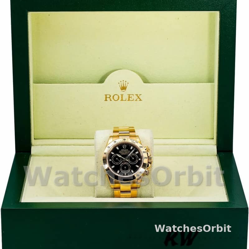 Rolex Daytona 116528 Black Dial Yellow Gold 40mm Mens Replica Watch