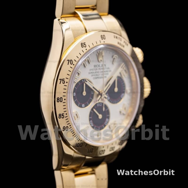 Rolex Daytona 116528 White Arabic Dial Yellow Gold 40mm Mens Replica Watch