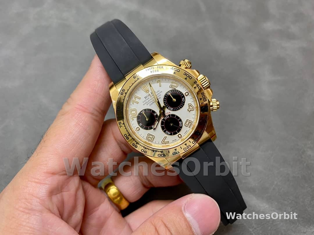 Rolex Daytona 116528 White Arabic Dial Yellow Gold 40mm Mens Replica Watch