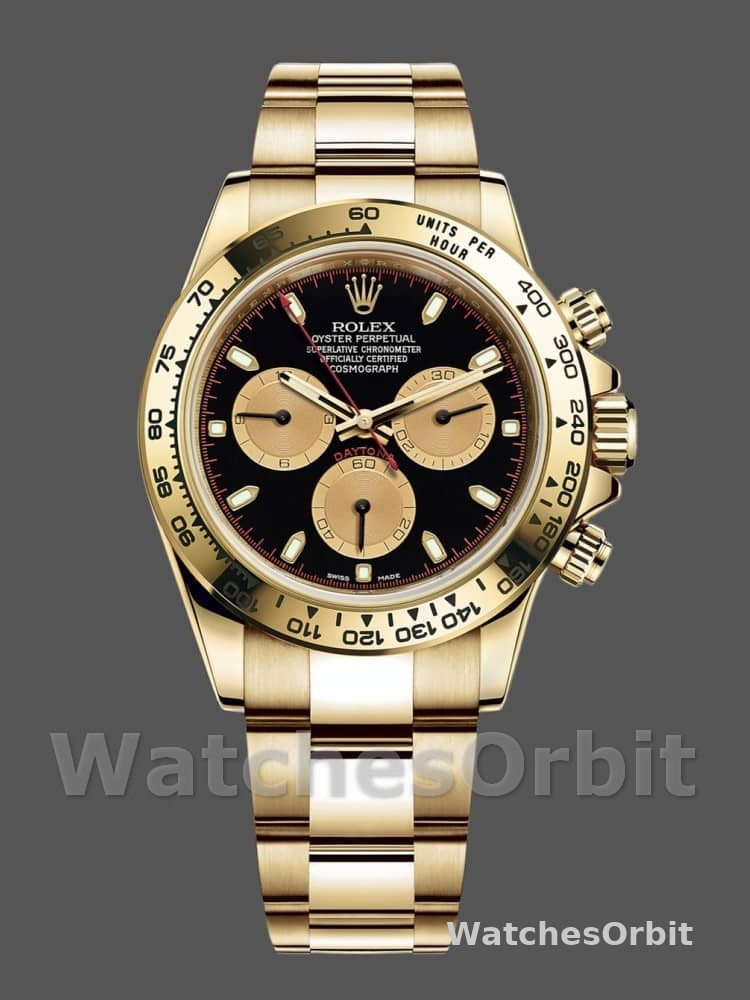 Rolex Daytona 116528 Yellow Gold Black Paul Newman Dial 40mm Mens Replica Watch