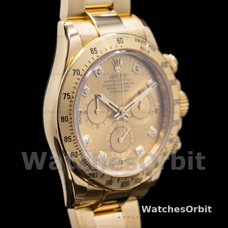 Rolex Daytona 116528 Yellow Gold Champagne Diamond Dial 40mm Mens Replica Watch