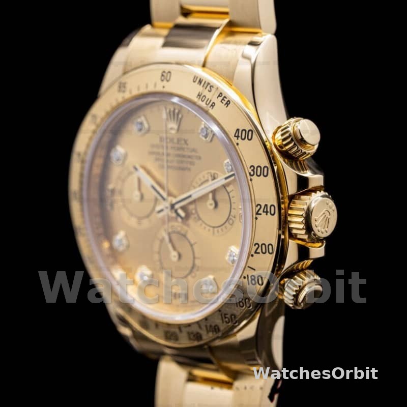 Rolex Daytona 116528 Yellow Gold Champagne Diamond Dial 40mm Mens Replica Watch