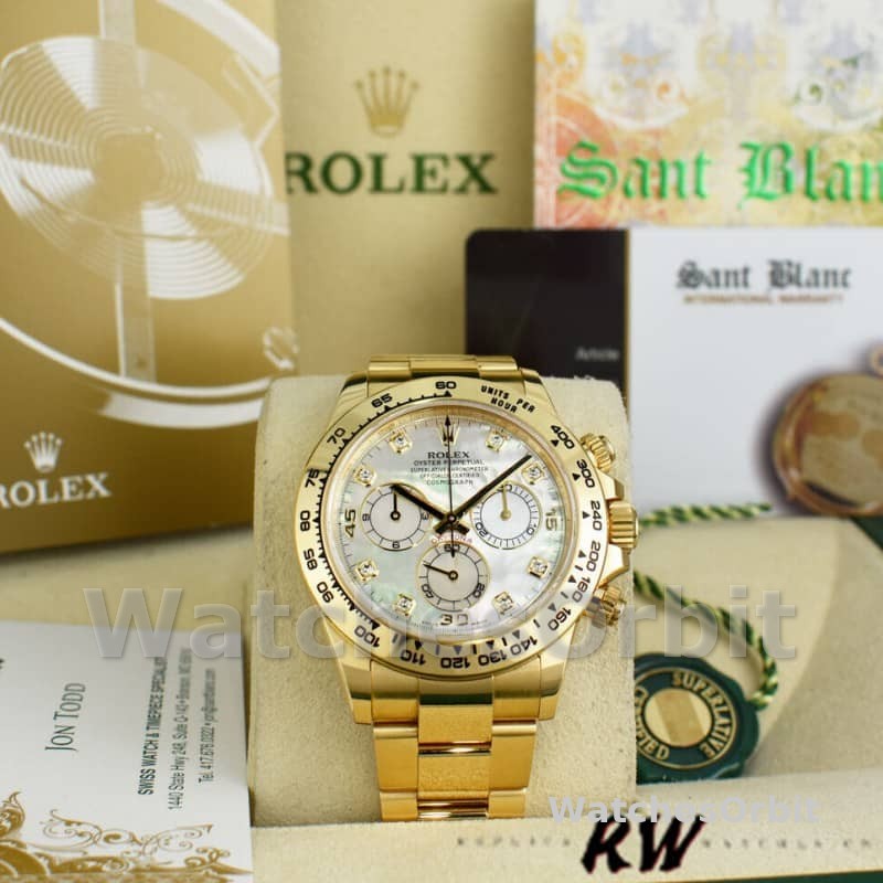 Rolex-Daytona 116528 Yellow Gold MOP Diamond 40mm Mens Replica Watch