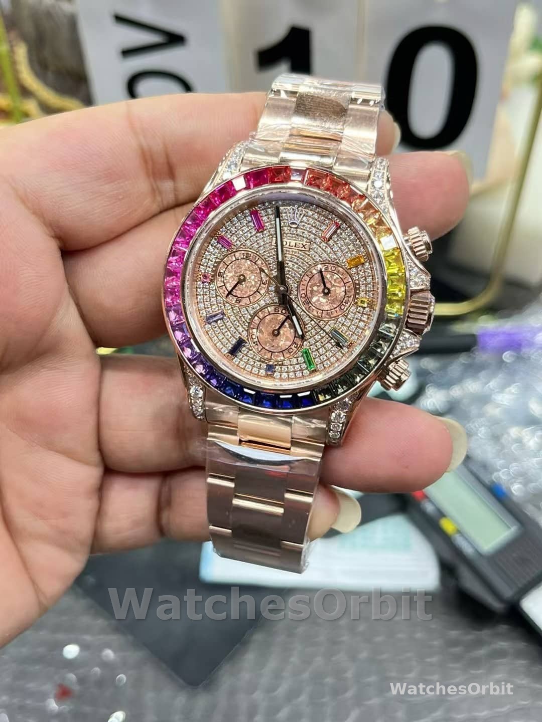 Rolex Daytona 116595RBOW 'Rainbow' Rose Gold Pave Diamond Dial Sapphir