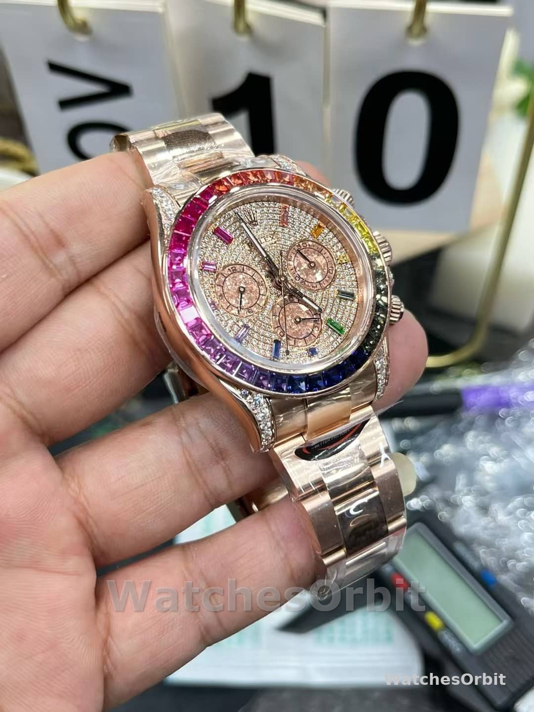 Rolex Daytona 116595RBOW 'Rainbow' Rose Gold Pave Diamond Dial Sapphir