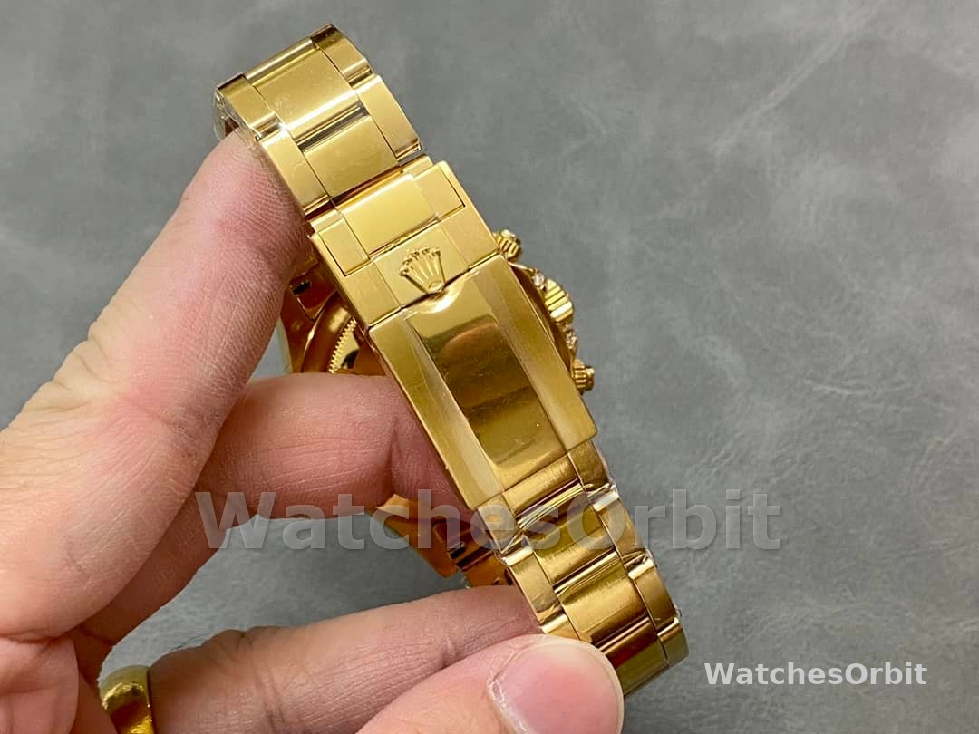 Rolex Daytona 116598 Yellow Gold Black Diamond Dial 40MM Mens Replica Watch