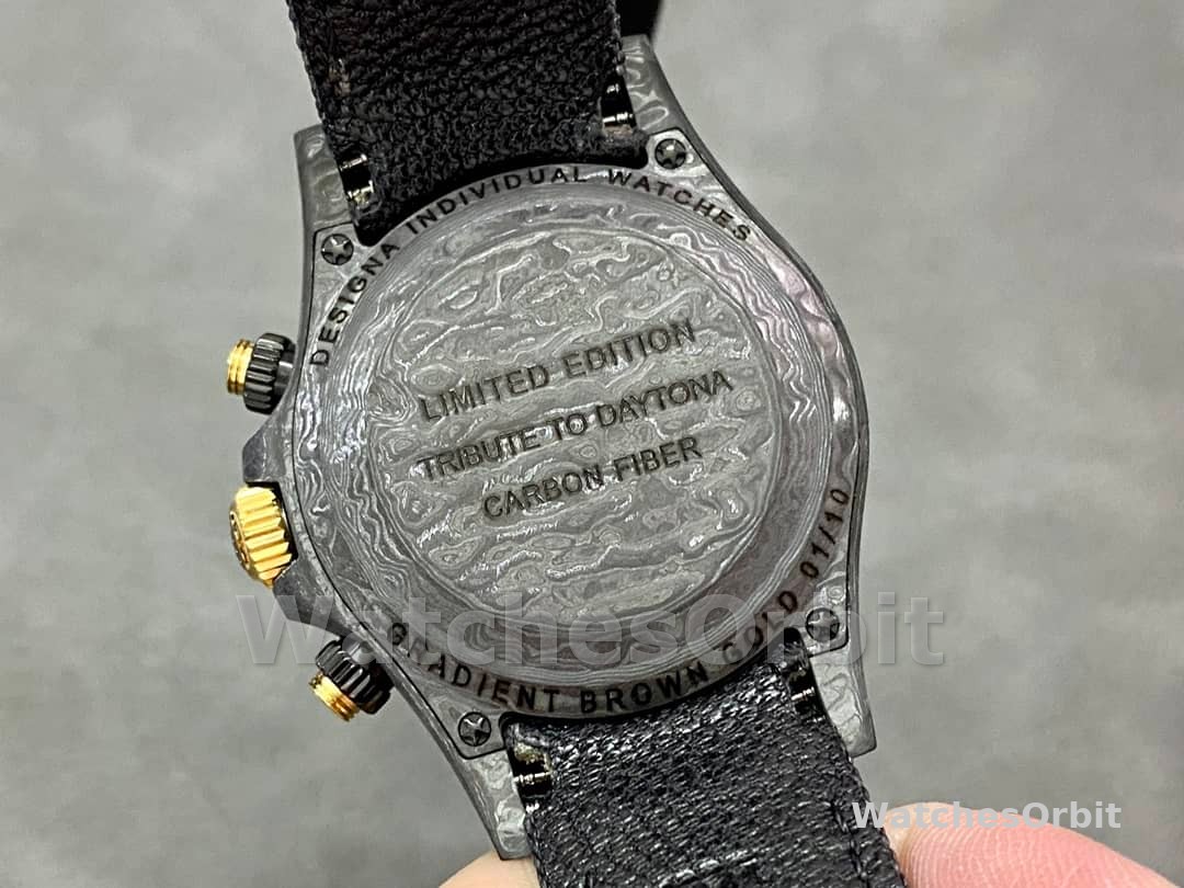 Rolex Daytona 40mm DIW Carbon Case Chocolate Dial Nylon Strap Mens Watch