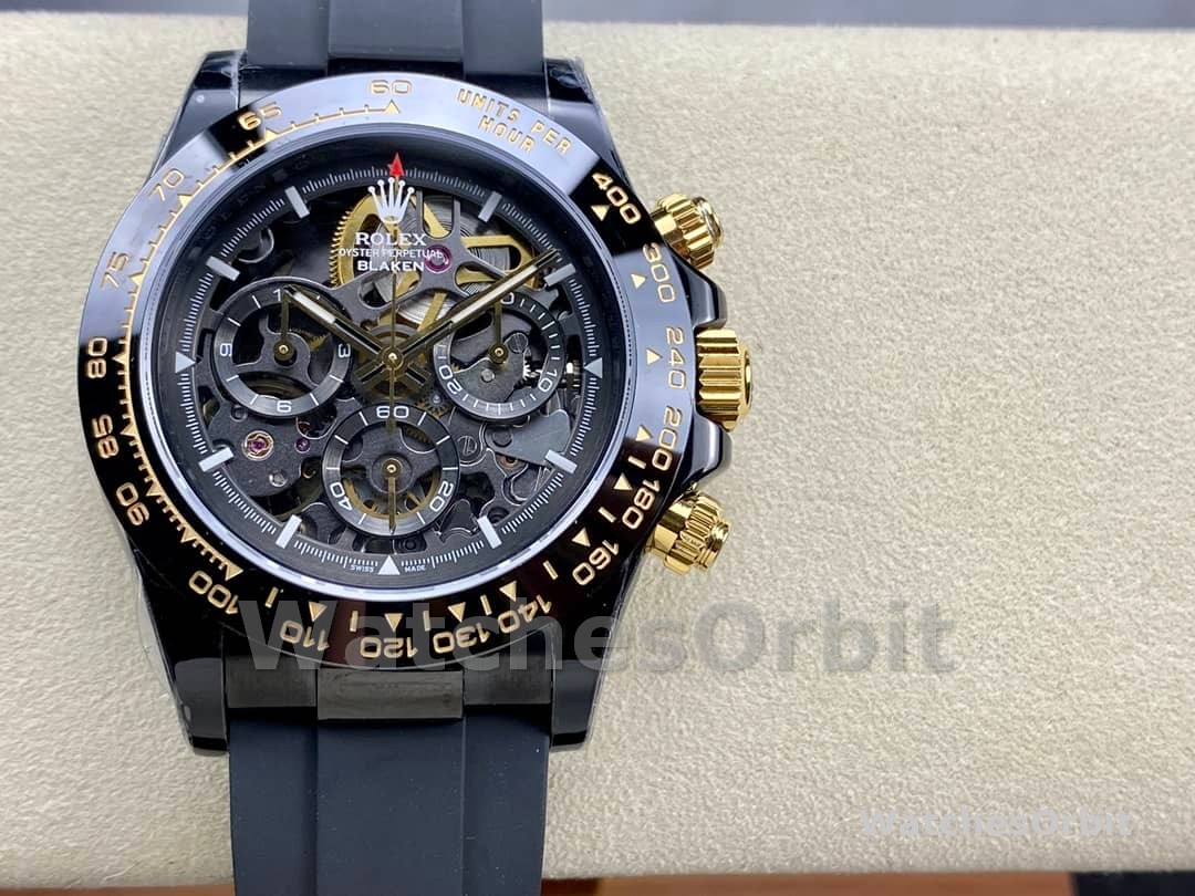Rolex Daytona Blaken Black 1:1 Mirror Skeleton Dial 40mm Men's Watch
