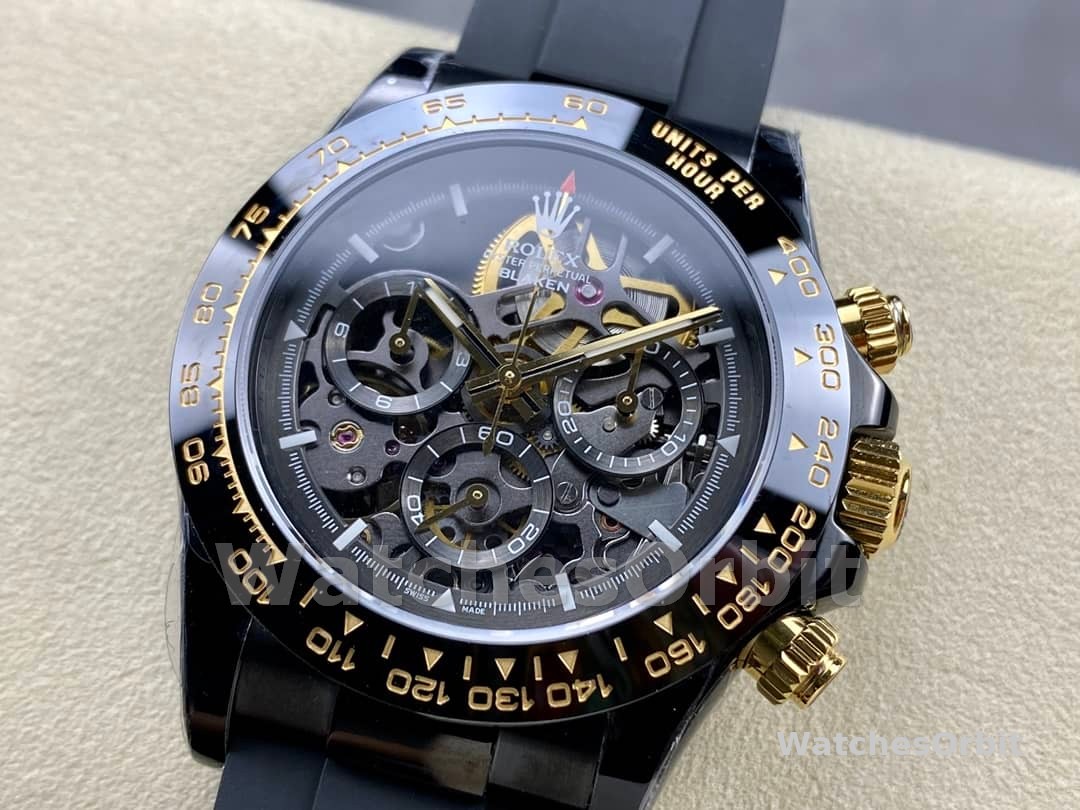 Rolex Daytona Blaken Black 1:1 Mirror Skeleton Dial 40mm Men's Watch