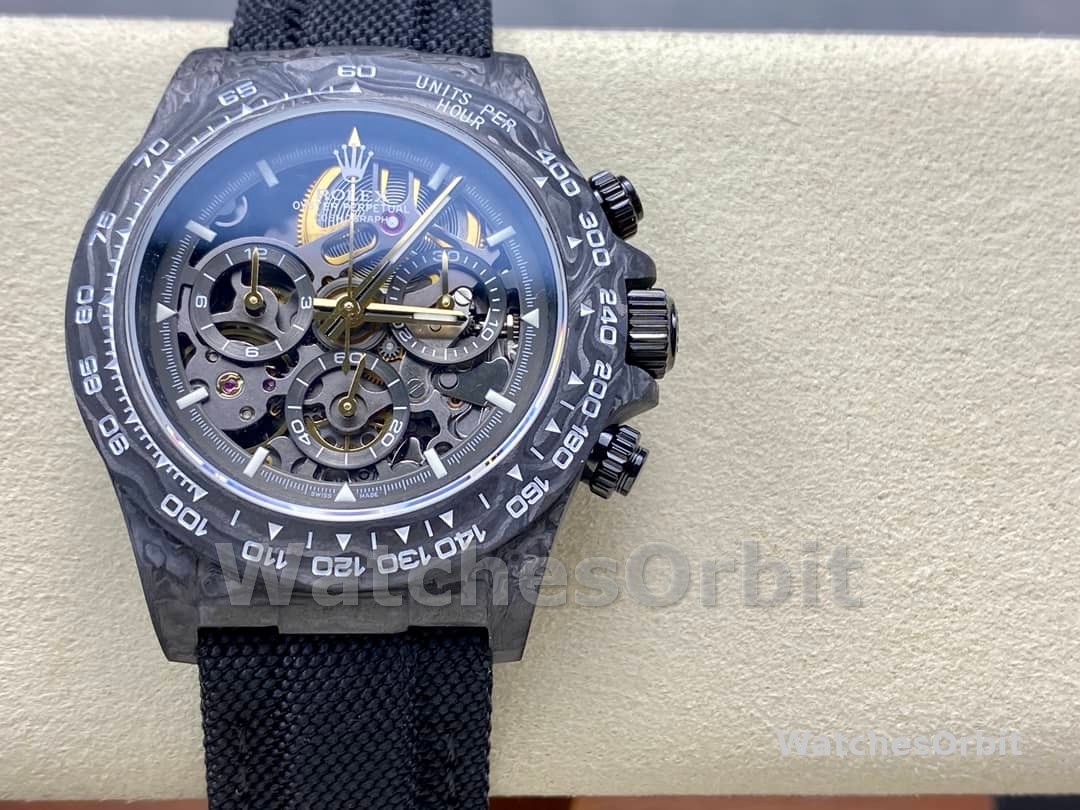 Rolex Daytona DIW Carbon Fiber Skeleton Black Replica Watch