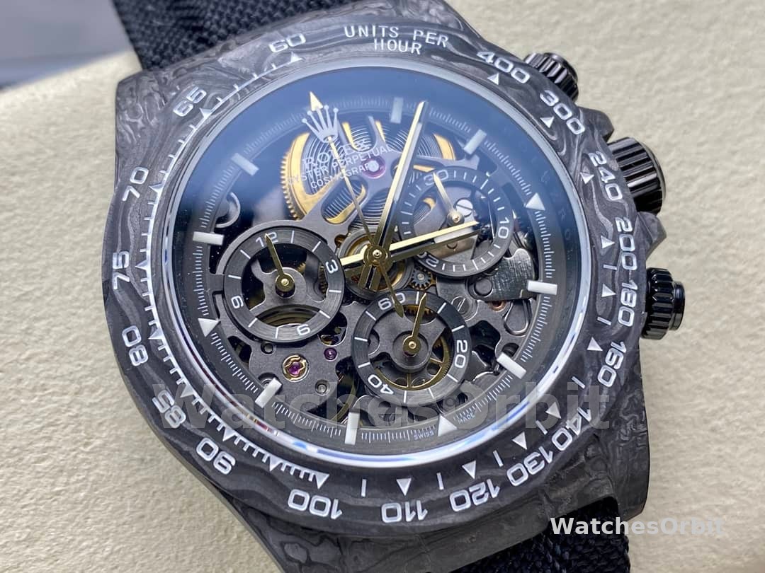 Rolex Daytona DIW Carbon Fiber Skeleton Black Replica Watch