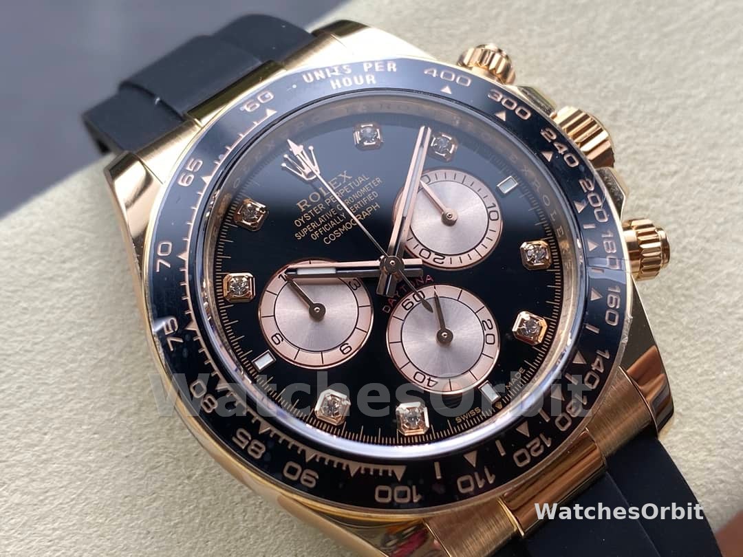 Rolex Daytona Everose Rubber 126515LN 0004 Black Dial Diamond Watch
