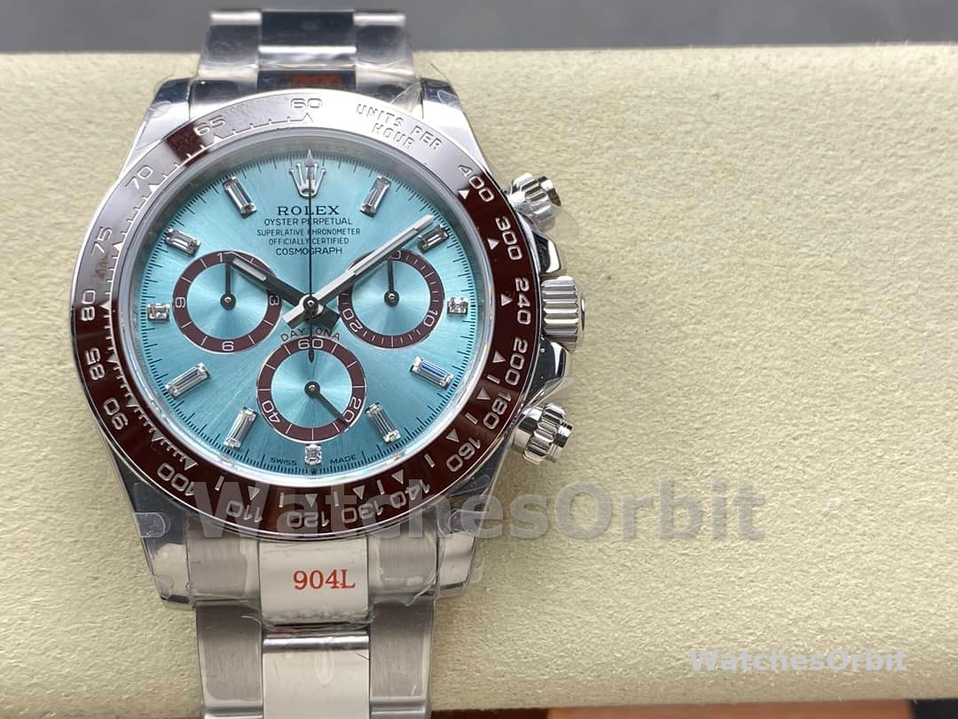 Rolex Platinum Cosmograph Daytona Ice Blue Ice Blue Diamond Baguette Mark 126506 0002