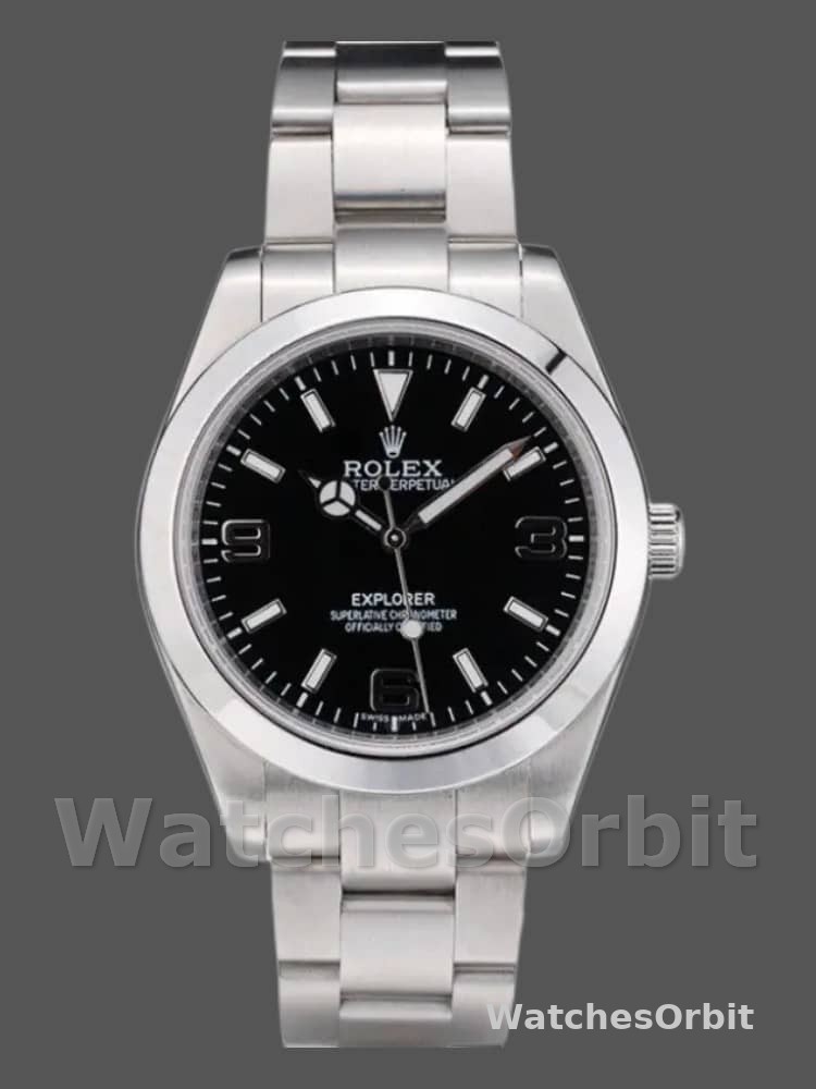 Rolex Explorer 42002 Stainless Steel Black Dial 39MM Mens Replica Watch