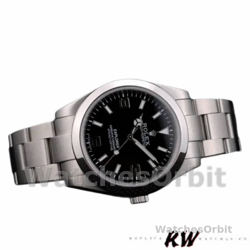 Rolex Explorer 42002 Stainless Steel Black Dial 39MM Mens Replica Watch