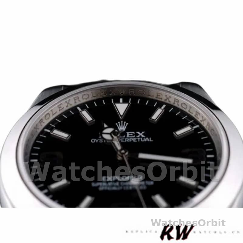 Rolex Explorer 42002 Stainless Steel Black Dial 39MM Mens Replica Watch