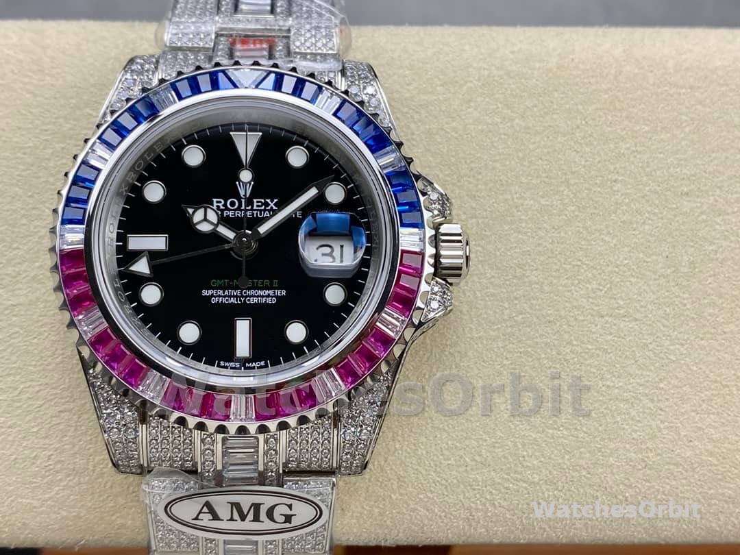 Rolex GMT Master AMG 126710BLRO 40mm With Dual Time & Sapphire Mirror Diamond Watch