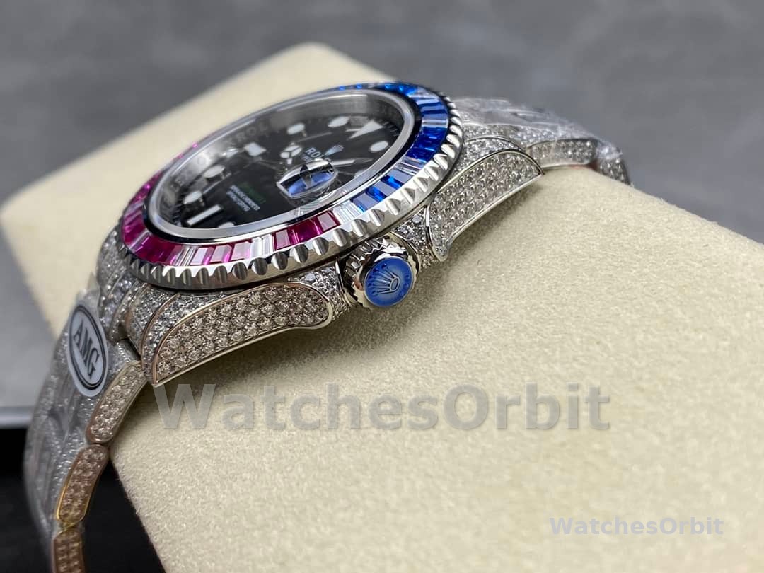 Rolex GMT Master AMG 126710BLRO 40mm With Dual Time & Sapphire Mirror Diamond Watch
