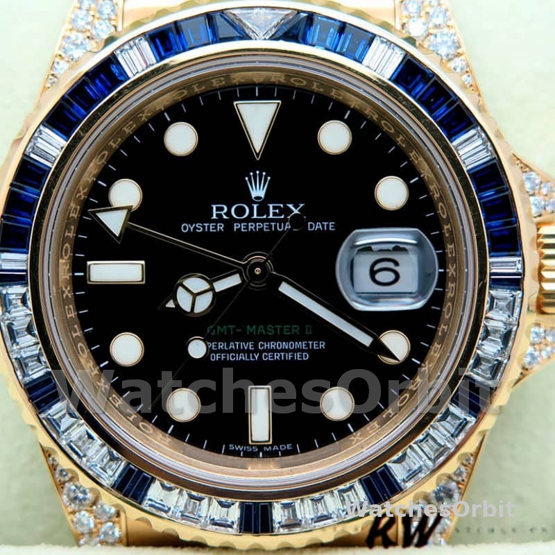 Rolex GMT-Master II 116758 Diamond Black Dial 40mm Mens Replica Watch