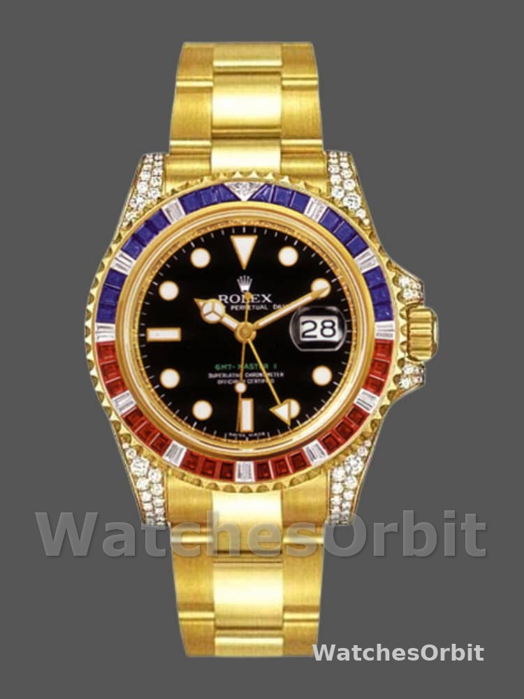 Rolex GMT-Master II 116758 Oyster Bracelet Black Dial Diamonds 40mm Mens Replica Watch
