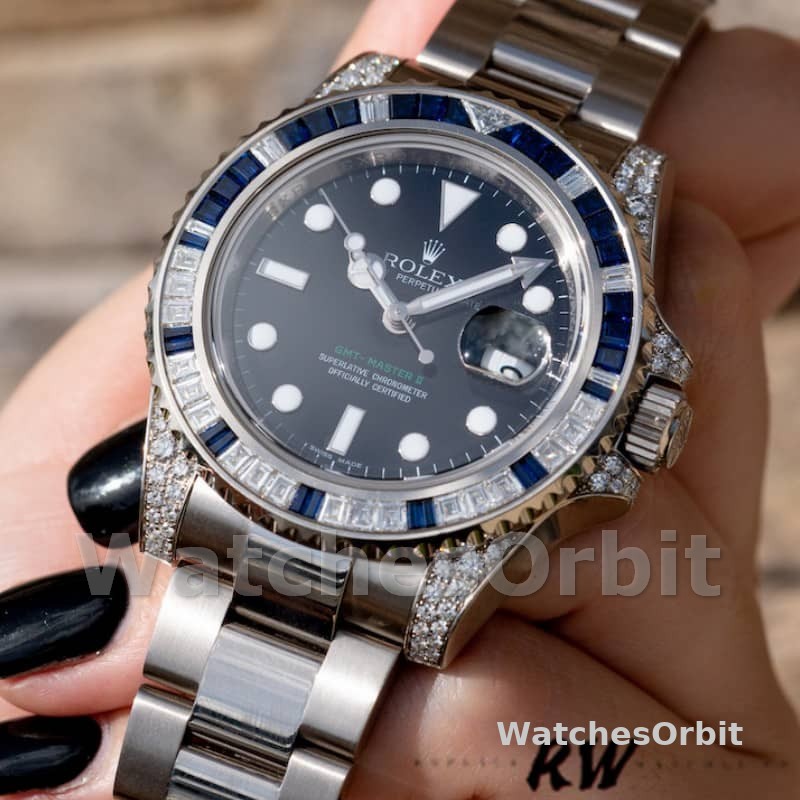 Rolex GMT Master II 116759SA Black Dial White Gold 40mm Mens Replica Watch