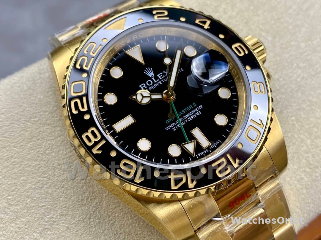 Rolex GMT Master II 40mm Black Dial 116718LN 18k Yellow Gold Men's Watch