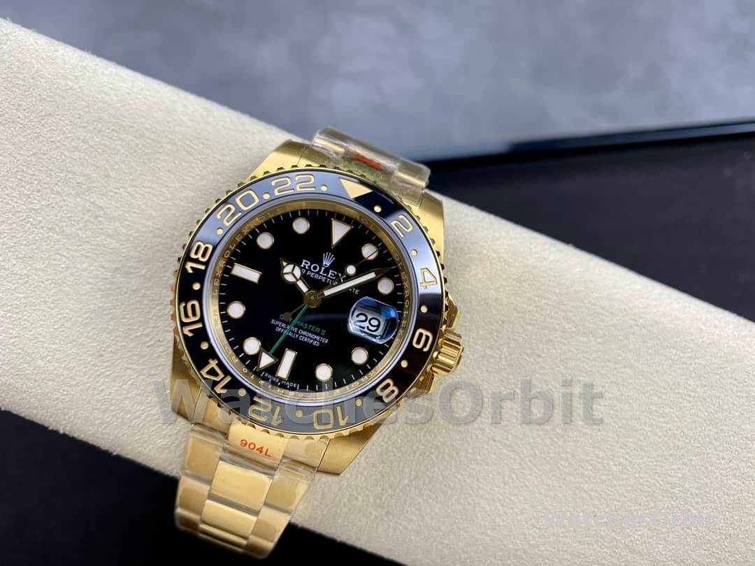 Rolex GMT Master II 40mm Black Dial 116718LN 18k Yellow Gold Men's Watch