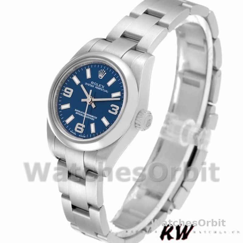 Rolex Oyster Perpetual 176200 Blue Dial Domed Bezel 26mm Lady Replica Watch