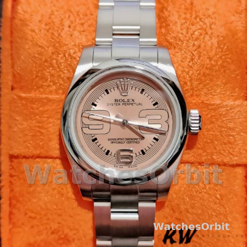 Rolex Oyster Perpetual 176200 Pink Maxi Arabic Dial 26MM Lady Replica Watch