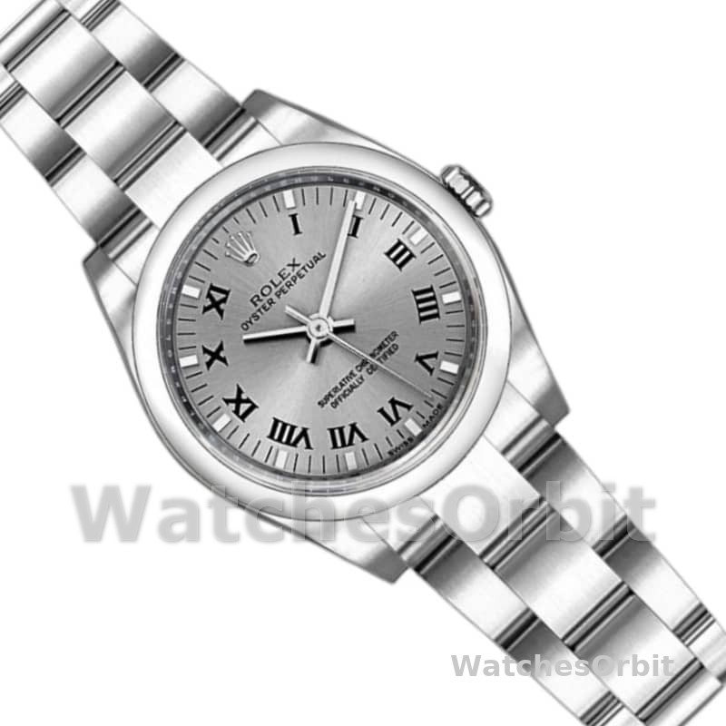 Rolex Oyster Perpetual 176200 Rhodium Grey Roman Numeral Dial 26mm Lady Replica Watch