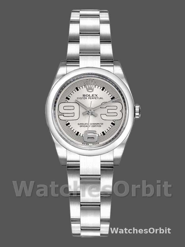 Rolex Oyster Perpetual 176200 Silver Arabic Dial Oyster Bracelet 26mm Lady Replica Watch