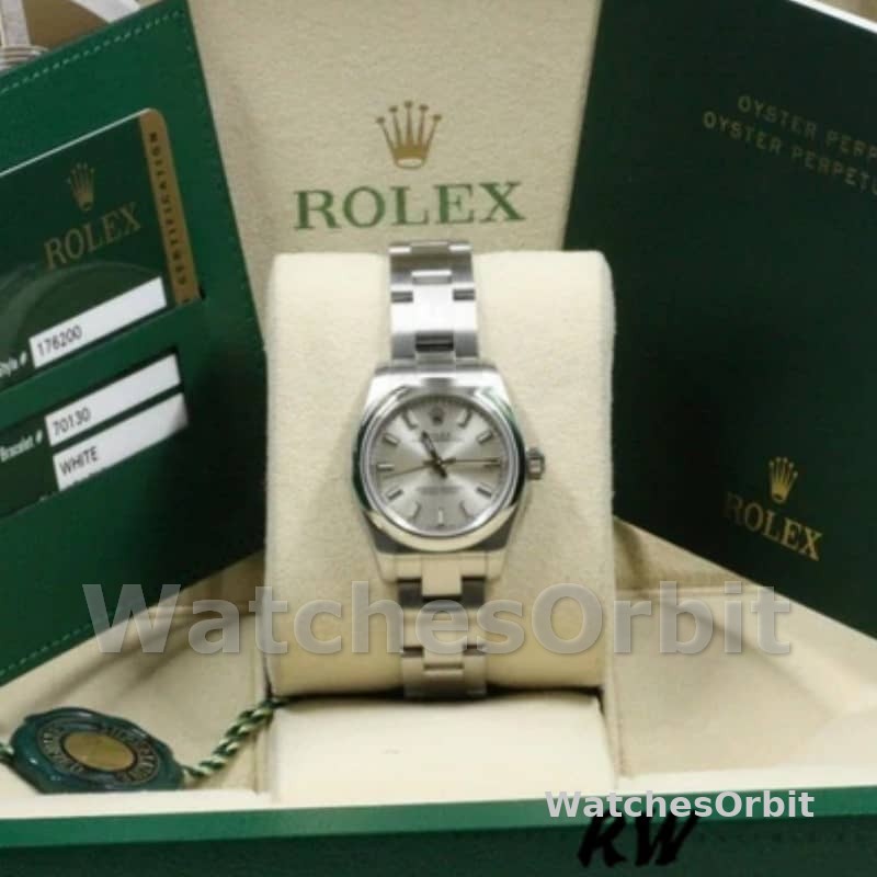 Rolex Oyster Perpetual 176200 Silver Index Stainless Steel 26mm Lady Replica Watch