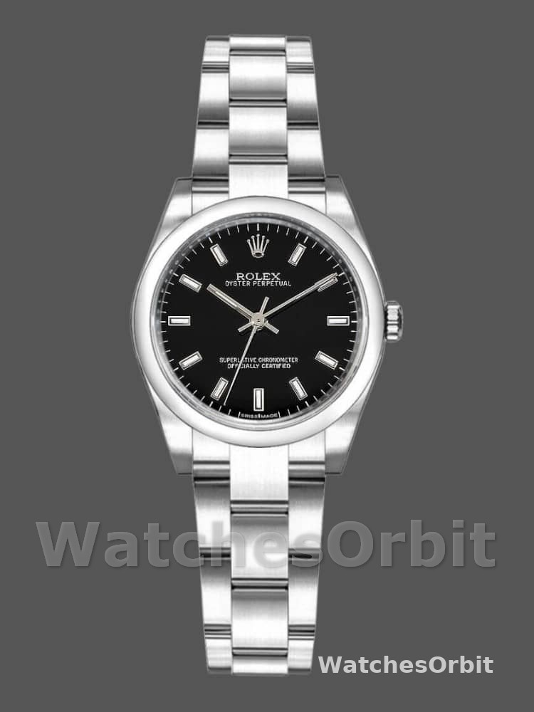 Rolex Oyster Perpetual 176200 Stainless Steel Black Index Dial 26MM Lady Replica Watch